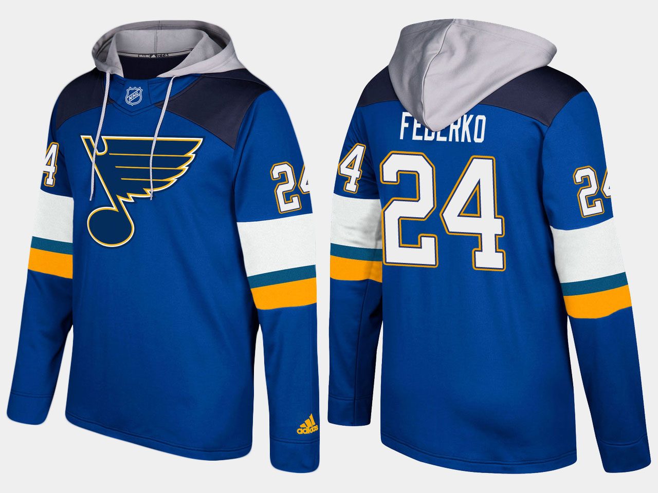 Men NHL St.Louis blues retired #24 bernie federko blue hoodie